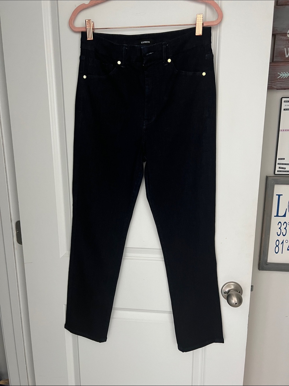 Express Black High-Rise Straight Jeans